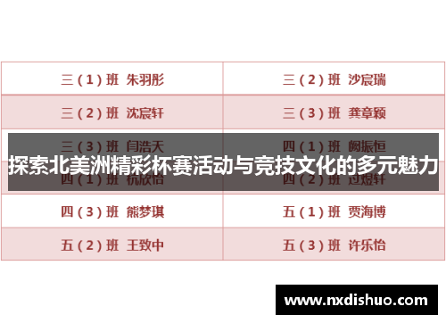 探索北美洲精彩杯赛活动与竞技文化的多元魅力